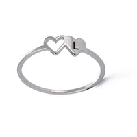 COOLTIME Initial Letter Ring for Women Stainless Steel A-Z Alphabet Double Heart Rings Simple Wedding Cheap Gift For Lover Quick Pick Grocers