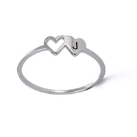 COOLTIME Initial Letter Ring for Women Stainless Steel A-Z Alphabet Double Heart Rings Simple Wedding Cheap Gift For Lover Quick Pick Grocers