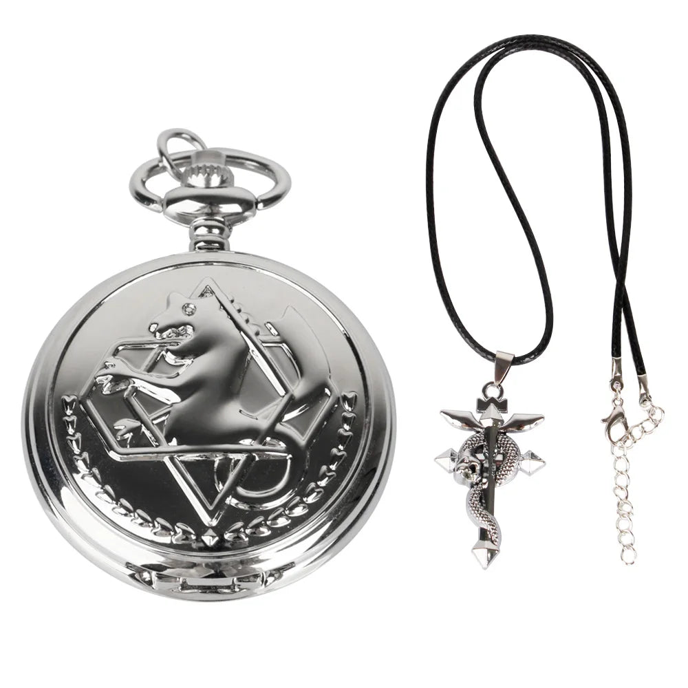 Fullmetal Alchemist High Grade Gifts Sets Pocket Watch Cosplay Japan Anime Necklace Clock Accessories With Box CF1217 Quick Pick Grocers