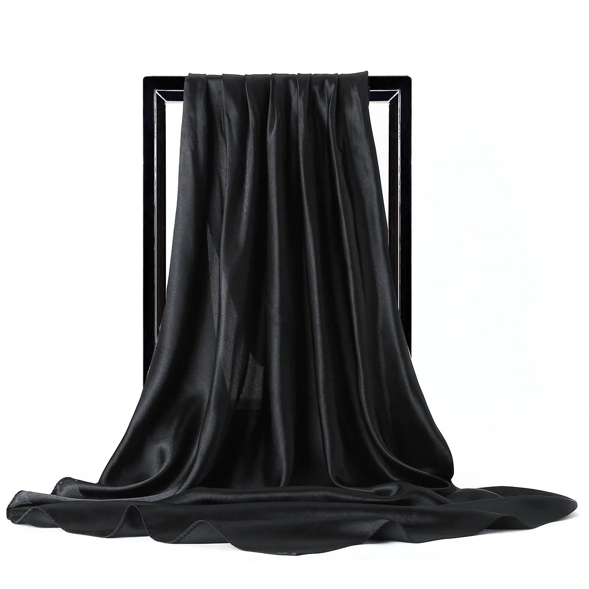 Luxury Brand Silk Scarf Women Satin Solid color Hijab Scarves Muslim Pareo Bandana Female Shawl Wrap Headband Foulard 90*90cm Quick Pick Grocers