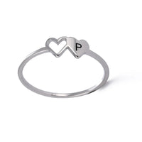 COOLTIME Initial Letter Ring for Women Stainless Steel A-Z Alphabet Double Heart Rings Simple Wedding Cheap Gift For Lover Quick Pick Grocers