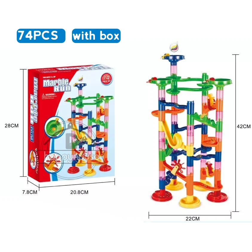 Marble Run Race Track Building Blocks Kids 3D Maze Ball Roll Toy DIY Marble Run Race Coaster Set 80/105/109/133pc Christmas Gift Purest Peak