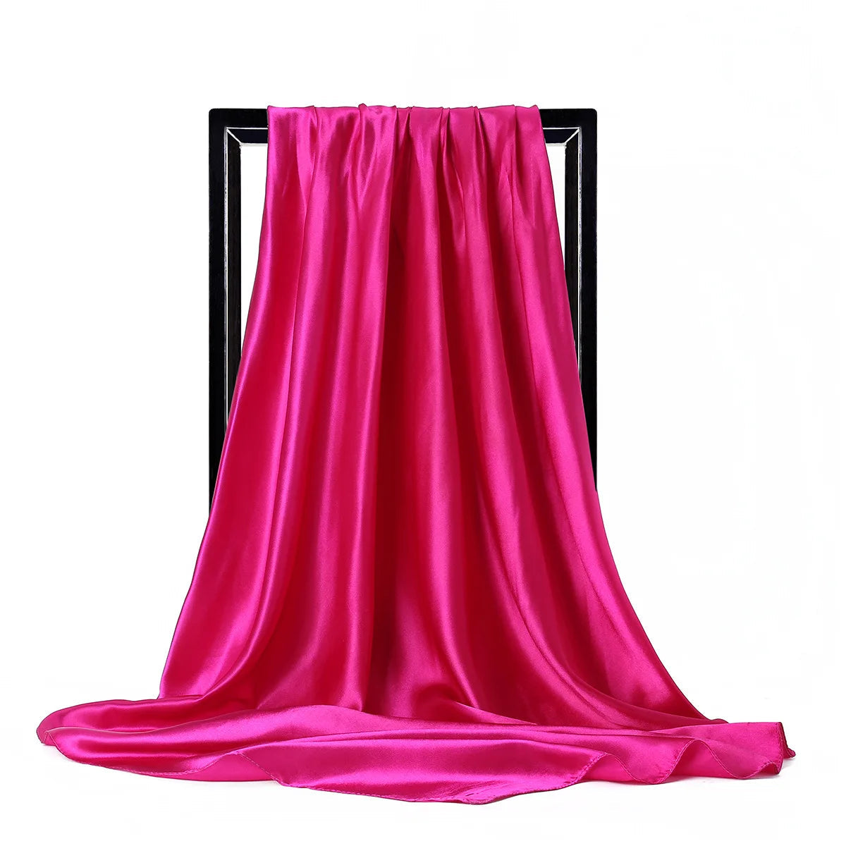 Luxury Brand Silk Scarf Women Satin Solid color Hijab Scarves Muslim Pareo Bandana Female Shawl Wrap Headband Foulard 90*90cm Quick Pick Grocers