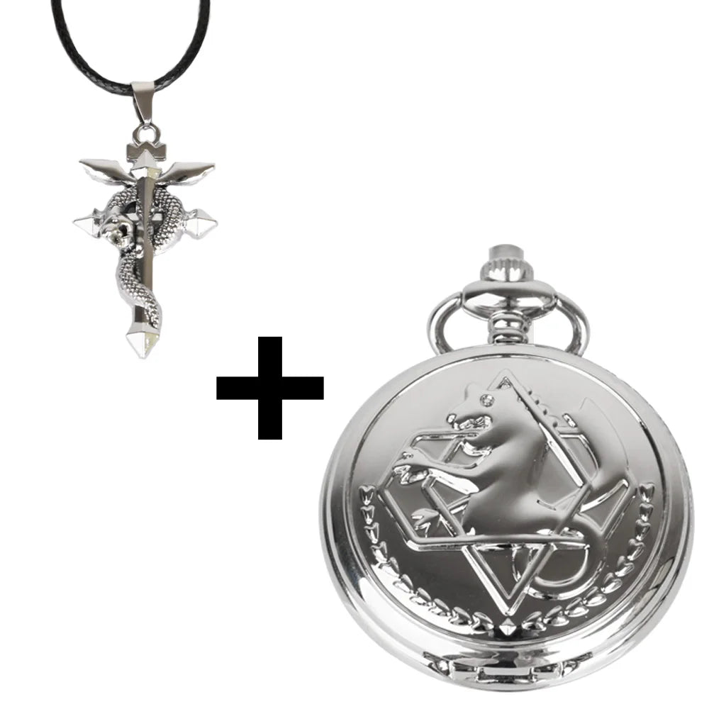 Fullmetal Alchemist High Grade Gifts Sets Pocket Watch Cosplay Japan Anime Necklace Clock Accessories With Box CF1217 Quick Pick Grocers