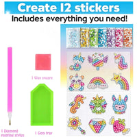 12 Create Big Gem Diamond Painting Sticker Kit Art Craft Girls Boys Unicorn Animal Sealife Magical Mosaic Dot Sticky Toys Gifts Econic Blanks
