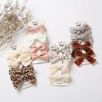 4Pcs/set Leopard Dot Print Bowknot Hair Bow Clips Baby Girls Lace Cotton Linen Barrettes Safety Hairpins Headwear Accessories Purest Peak