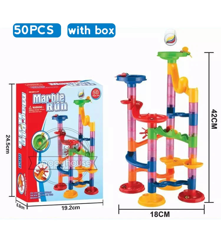 Marble Run Race Track Building Blocks Kids 3D Maze Ball Roll Toy DIY Marble Run Race Coaster Set 80/105/109/133pc Christmas Gift Purest Peak