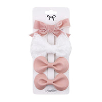 4Pcs/set Leopard Dot Print Bowknot Hair Bow Clips Baby Girls Lace Cotton Linen Barrettes Safety Hairpins Headwear Accessories Purest Peak