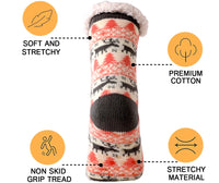 Christmas Gift Slipper Socks Women Thermal Winter Warm Plush Non slip Grip Sleeping Floor Short Sock Fuzzy Fluffy Female Cartoon Quick Pick Grocers