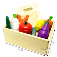 Simulation Kitchen Pretend Toy Wooden Classic Game Montessori Educational Toy For Children Kids Gift Cutting Fruit Vegetable Set Econic Blanks