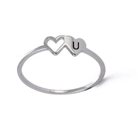 COOLTIME Initial Letter Ring for Women Stainless Steel A-Z Alphabet Double Heart Rings Simple Wedding Cheap Gift For Lover Quick Pick Grocers