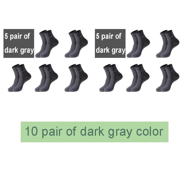 10Pairs/Lot Men Bamboo Socks Brand Comfortable Breathable Casual Business Men's Crew Socks High Quality Guarantee Sox Male Gift Quick Pick Grocers