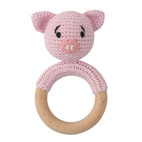 BPA Free Baby Wooden Teether Crochet Cartoon Baby Rattle Toys Wooden Ring Rodent Toys Mobile Gym Kids Newborn Educational Toys Purest Peak