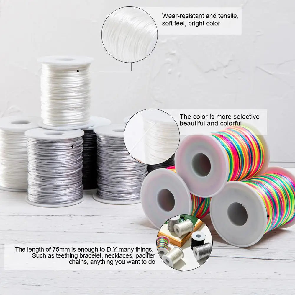 1pc 1mm 80m Satin Silk Rope Nylon Cord Colorful Baby Teether Accessories Teething Necklace Rattail Cord DIY Tool Toys Baby Purest Peak