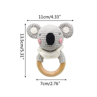 BPA Free Baby Wooden Teether Crochet Cartoon Baby Rattle Toys Wooden Ring Rodent Toys Mobile Gym Kids Newborn Educational Toys Purest Peak