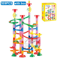 Marble Run Race Track Building Blocks Kids 3D Maze Ball Roll Toy DIY Marble Run Race Coaster Set 80/105/109/133pc Christmas Gift Purest Peak