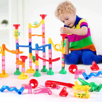 Marble Run Race Track Building Blocks Kids 3D Maze Ball Roll Toy DIY Marble Run Race Coaster Set 80/105/109/133pc Christmas Gift Purest Peak