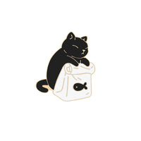 20 Styles Cute Cats collection Enamel Pins Dried Fish Bag Brooch Cartoon Animal Badges Denim Lapel Jewelry Gift for Kids Friends Quick Pick Grocers