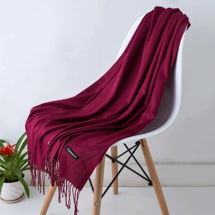 2022 fashion Tassels women scarf shawls and Wraps lady Designer solid female hijab stoles long pashmina foulard head scarves Econic Blanks