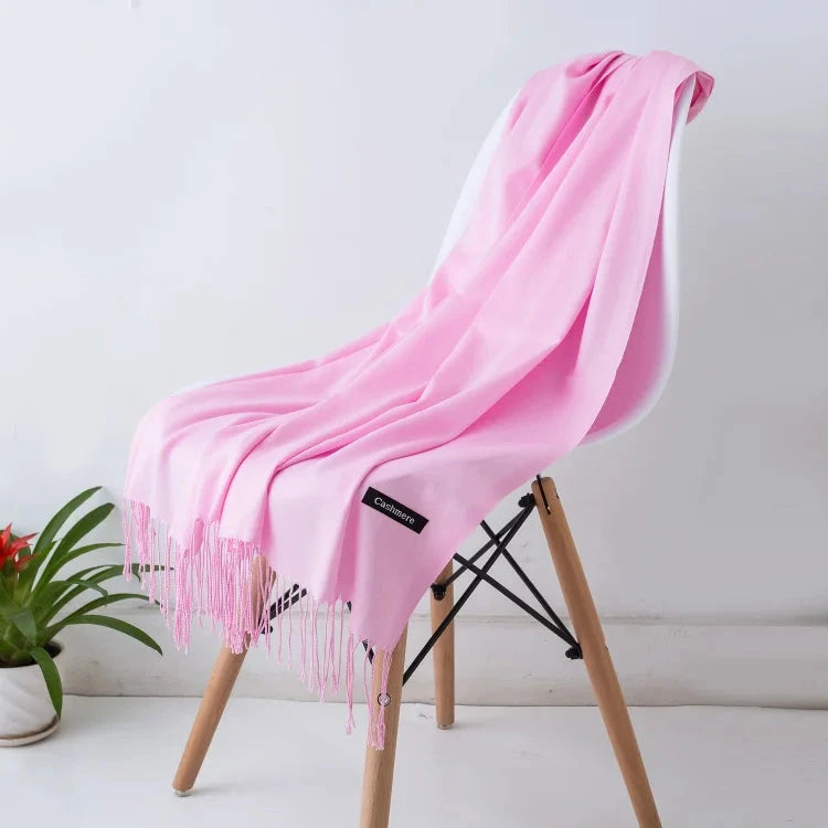 2022 fashion Tassels women scarf shawls and Wraps lady Designer solid female hijab stoles long pashmina foulard head scarves Econic Blanks