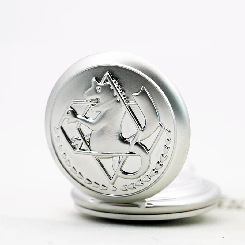 Antique Silver Fullmetal Alchemist Necklace Pendant Quartz Pocket Watch With Chain Gift Quick Pick Grocers