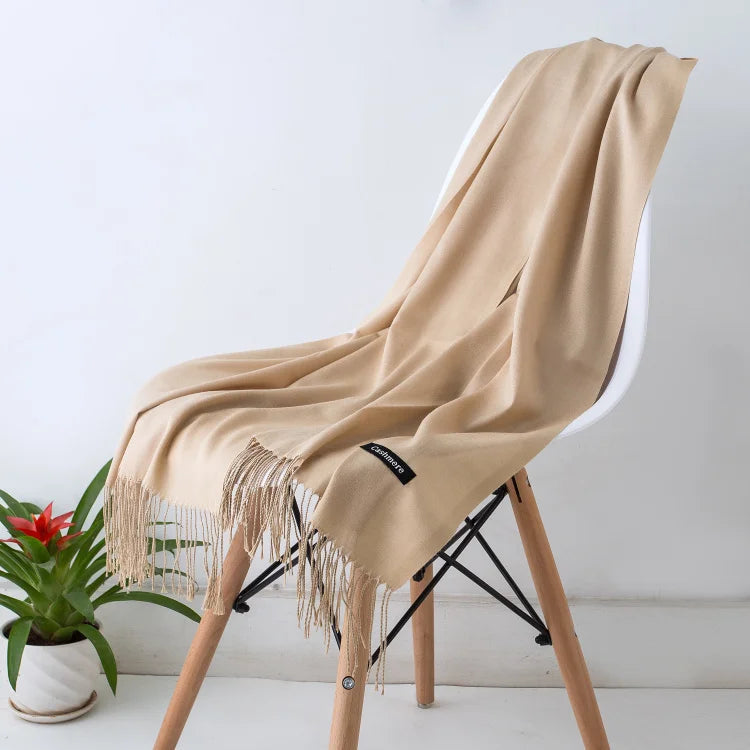 2022 Fashion Winter Women Scarf Thin Shawls and Wraps Lady Solid Female Hijab Stoles Long Cashmere Pashmina Foulard Head Scarves Quick Pick Grocers