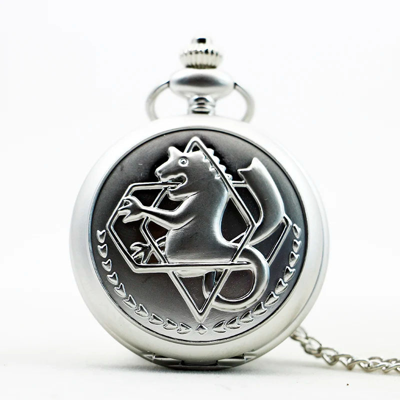 Antique Silver Fullmetal Alchemist Necklace Pendant Quartz Pocket Watch With Chain Gift Quick Pick Grocers