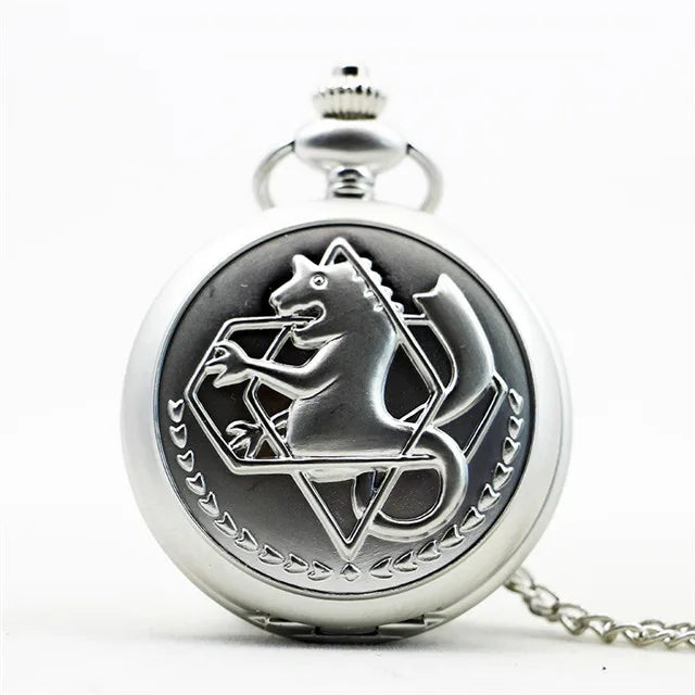 Antique Silver Fullmetal Alchemist Necklace Pendant Quartz Pocket Watch With Chain Gift Quick Pick Grocers
