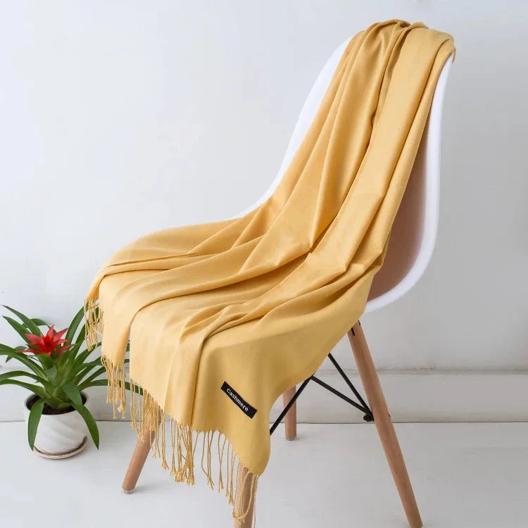 2022 fashion Tassels women scarf shawls and Wraps lady Designer solid female hijab stoles long pashmina foulard head scarves Econic Blanks