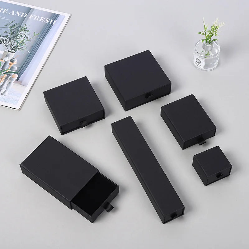 10pcs Paper Jewelry Gift Box For Ring Earrings Pendant Necklace Bracelet Stud Organizer Wedding Favors Jewellery Packaging Sack Purest Peak