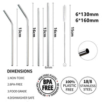 4pcs 130/160*6mm Kids Metal Straws 304 Stainless Steel Straws Short Cocktail Glasses Straws Reusable Drinking Straws for Kids Quick Pick Grocers