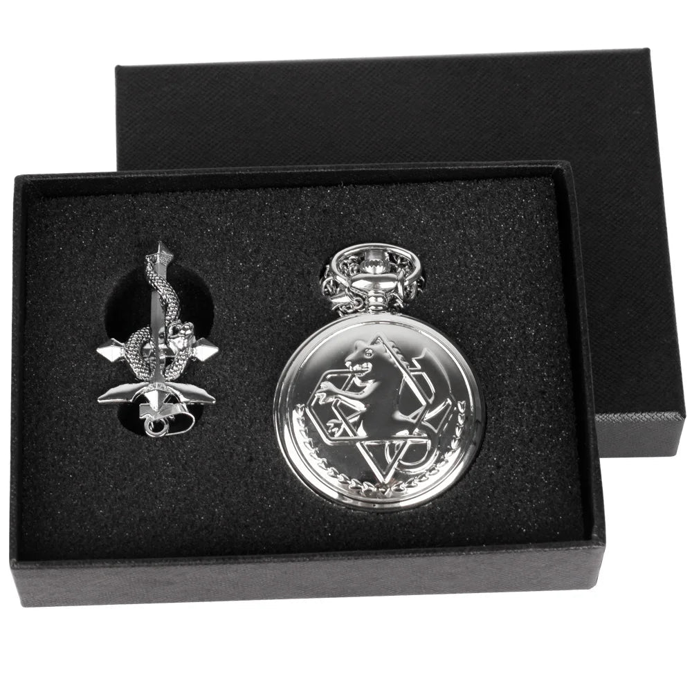 Fullmetal Alchemist High Grade Gifts Sets Pocket Watch Cosplay Japan Anime Necklace Clock Accessories With Box CF1217 Quick Pick Grocers