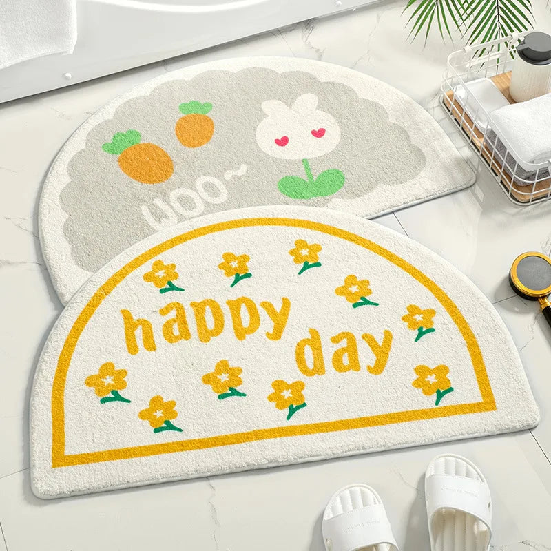 Soft Floor Mats Small Fresh Text Flowers Rugs Home Entrance Carpet Bedroom Toilet Bathroom Door Absorbent Non-Slip Foot Pad Quick Pick Grocers