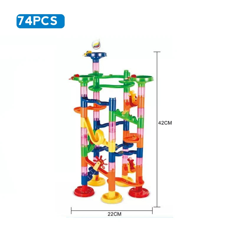 Marble Run Race Track Building Blocks Kids 3D Maze Ball Roll Toy DIY Marble Run Race Coaster Set 80/105/109/133pc Christmas Gift Purest Peak