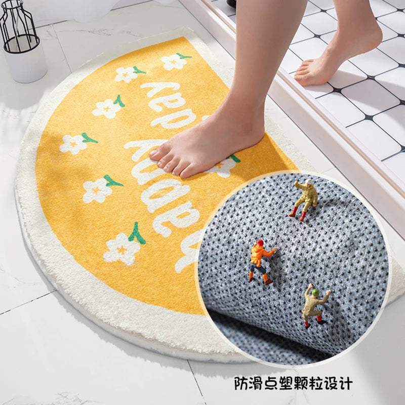 Soft Floor Mats Small Fresh Text Flowers Rugs Home Entrance Carpet Bedroom Toilet Bathroom Door Absorbent Non-Slip Foot Pad Quick Pick Grocers