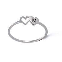 COOLTIME Initial Letter Ring for Women Stainless Steel A-Z Alphabet Double Heart Rings Simple Wedding Cheap Gift For Lover Quick Pick Grocers