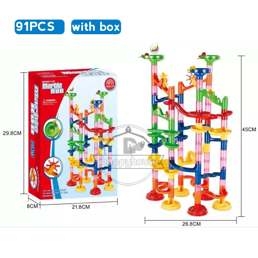 Marble Run Race Track Building Blocks Kids 3D Maze Ball Roll Toy DIY Marble Run Race Coaster Set 80/105/109/133pc Christmas Gift Purest Peak