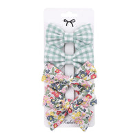 4Pcs/set Leopard Dot Print Bowknot Hair Bow Clips Baby Girls Lace Cotton Linen Barrettes Safety Hairpins Headwear Accessories Purest Peak