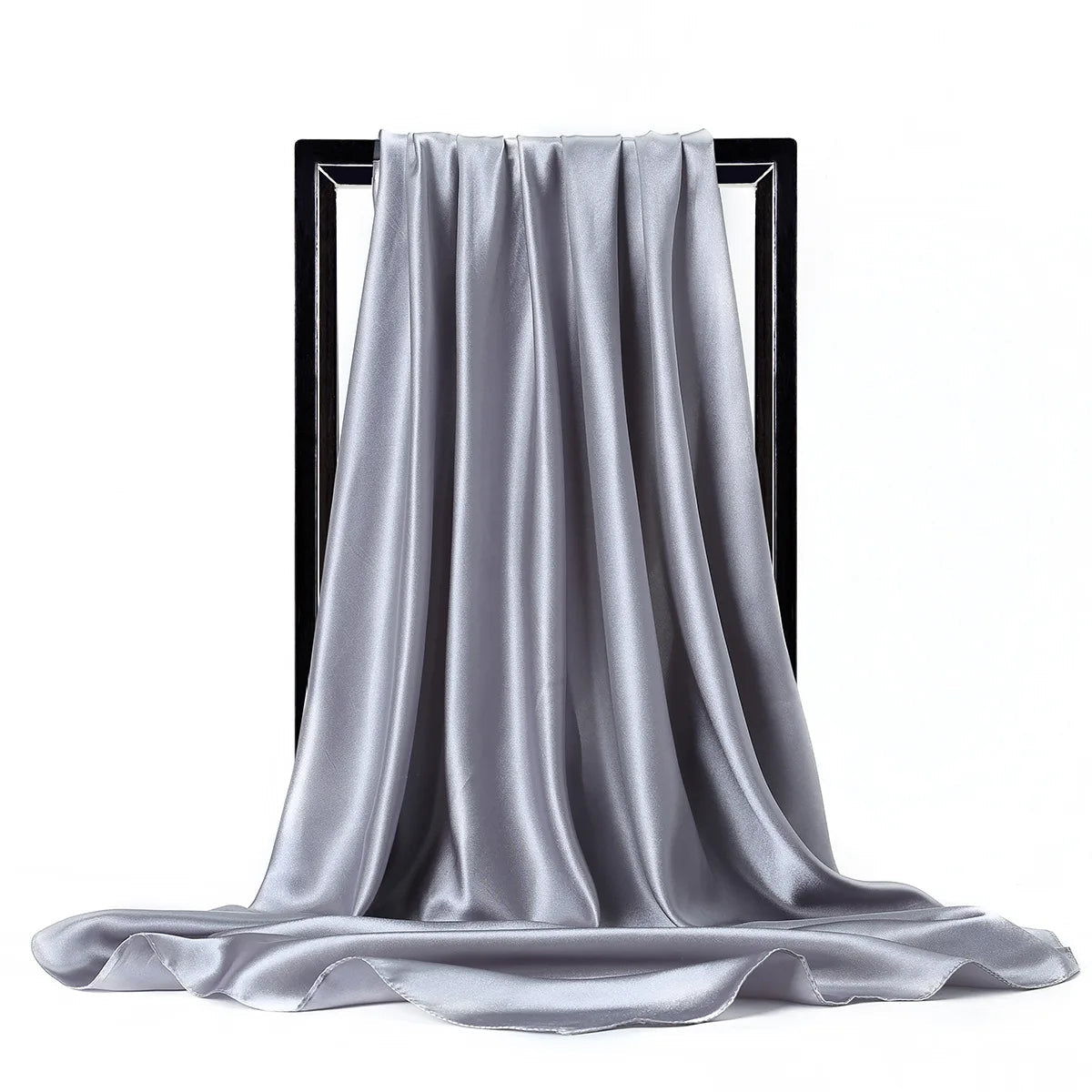 Luxury Brand Silk Scarf Women Satin Solid color Hijab Scarves Muslim Pareo Bandana Female Shawl Wrap Headband Foulard 90*90cm Quick Pick Grocers