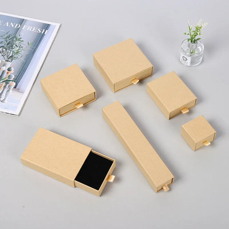 10pcs Paper Jewelry Gift Box For Ring Earrings Pendant Necklace Bracelet Stud Organizer Wedding Favors Jewellery Packaging Sack Purest Peak