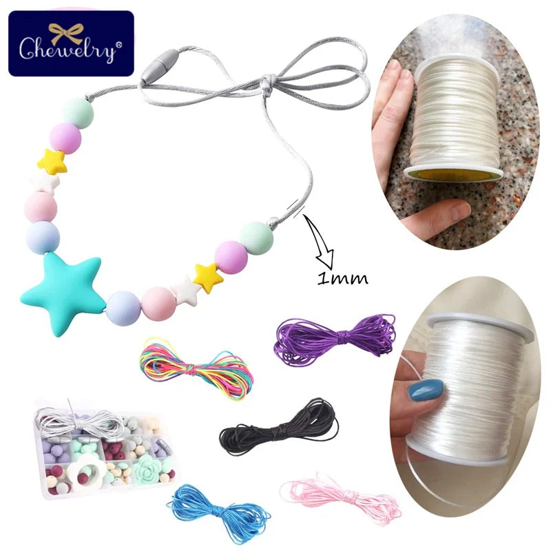 1pc 1mm 80m Satin Silk Rope Nylon Cord Colorful Baby Teether Accessories Teething Necklace Rattail Cord DIY Tool Toys Baby Purest Peak