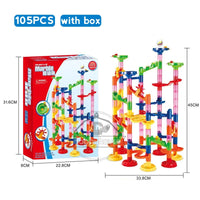 Marble Run Race Track Building Blocks Kids 3D Maze Ball Roll Toy DIY Marble Run Race Coaster Set 80/105/109/133pc Christmas Gift Purest Peak