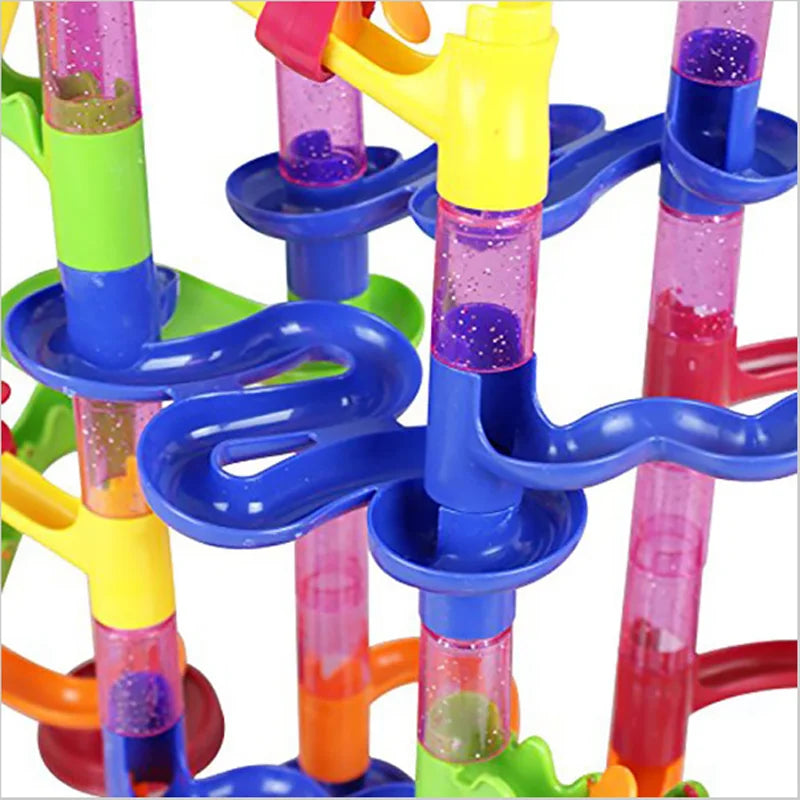 Marble Run Race Track Building Blocks Kids 3D Maze Ball Roll Toy DIY Marble Run Race Coaster Set 80/105/109/133pc Christmas Gift Purest Peak