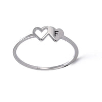 COOLTIME Initial Letter Ring for Women Stainless Steel A-Z Alphabet Double Heart Rings Simple Wedding Cheap Gift For Lover Quick Pick Grocers