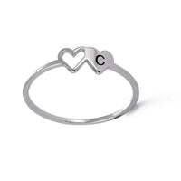 COOLTIME Initial Letter Ring for Women Stainless Steel A-Z Alphabet Double Heart Rings Simple Wedding Cheap Gift For Lover Quick Pick Grocers