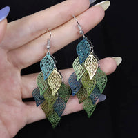 Ethnic Style Drop Earrings Small Nine Leaf Accessories Leaves Earring Bohemian Jewelry Dangle Earrings Exaggerated Women Gift Econic Blanks