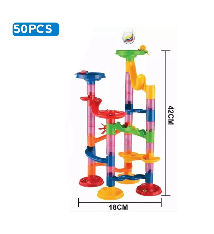 Marble Run Race Track Building Blocks Kids 3D Maze Ball Roll Toy DIY Marble Run Race Coaster Set 80/105/109/133pc Christmas Gift Purest Peak