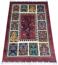 Hand-Knotted Afghani Tree of Life Wool Rug – 6’6″  x  9’6″