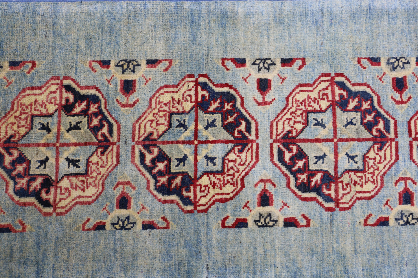 Hand-Knotted Afghani Kazak Wool Rug – 2’1″  x  5’7″