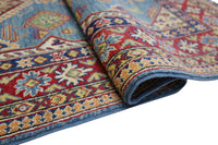 Hand-Knotted Afghani Kazak Wool Rug – 4’0″  x  6’1″